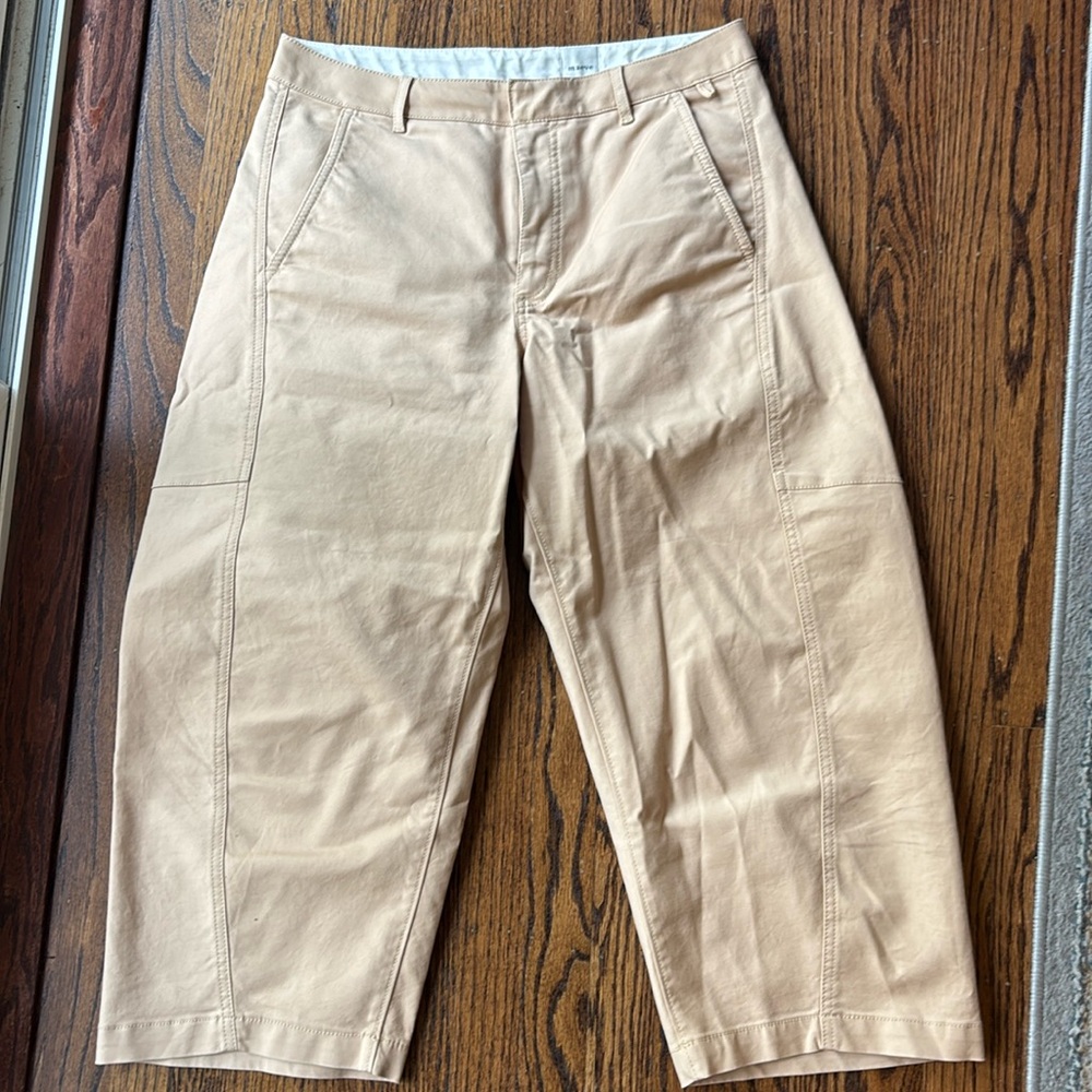 Maeve cropped barrel leg chinos